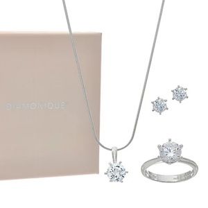 Diamonique Necklace, Ring and Earrings Set